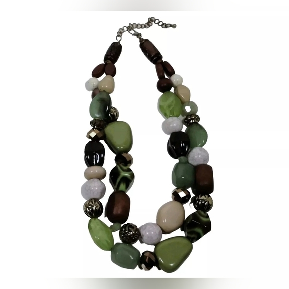 Necklace Multicolored Natural Stone & Beads 17" - Picture 1 of 2